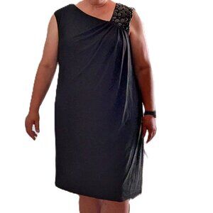 Shimmery Black Adrianna Papell Cocktail Dress, Plus Size 22W